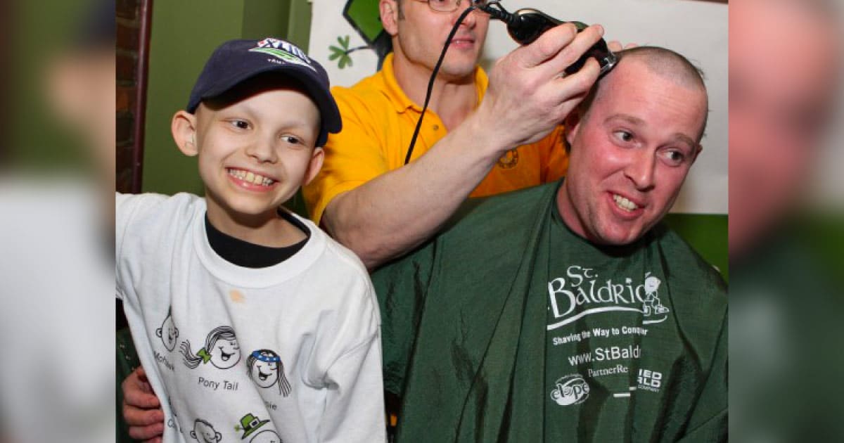 Aiden at a St. Baldrick's head-shaving event in 2009