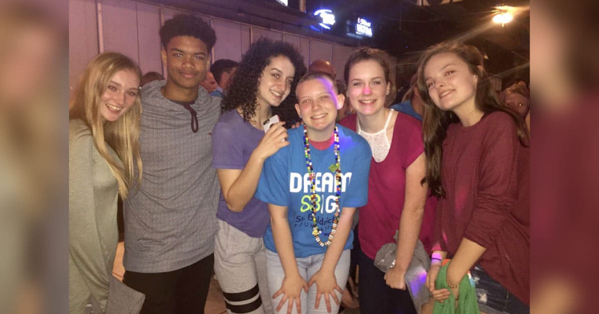 Cierra and her friends at the head-shaving event