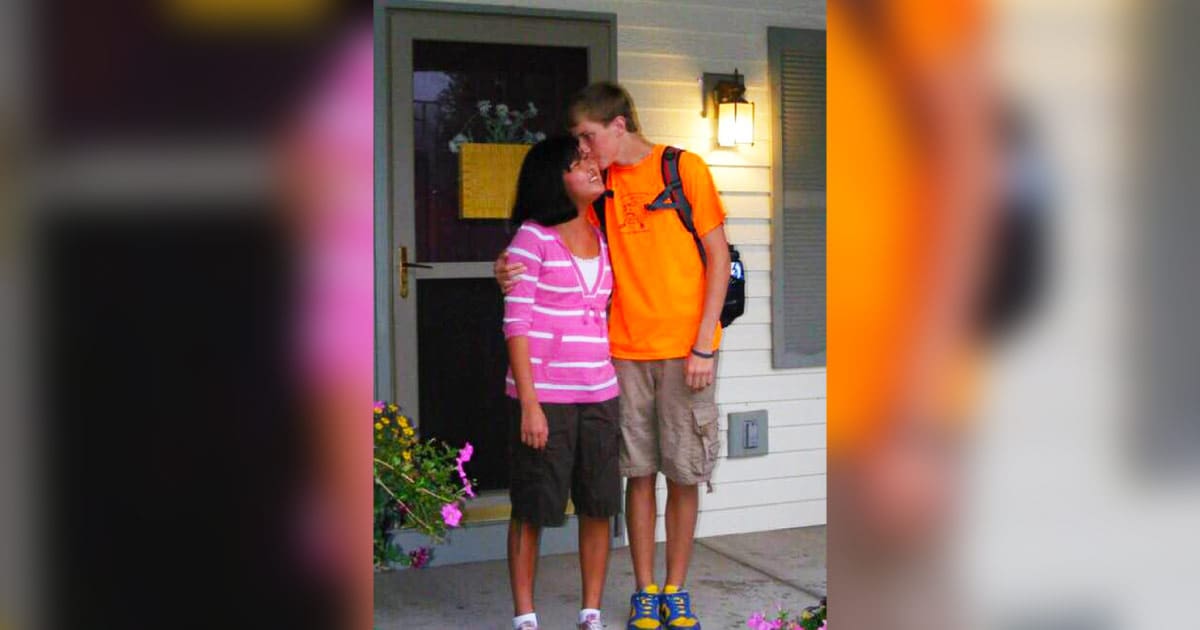 Hope with her brother on their porch