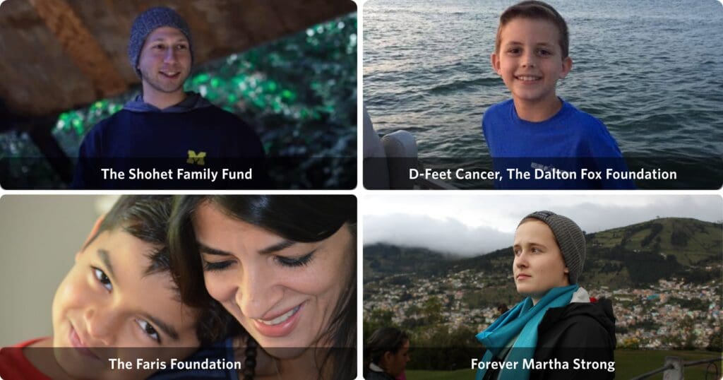 A collage of four photos showing diverse individuals in various settings, each engaged in different activities.